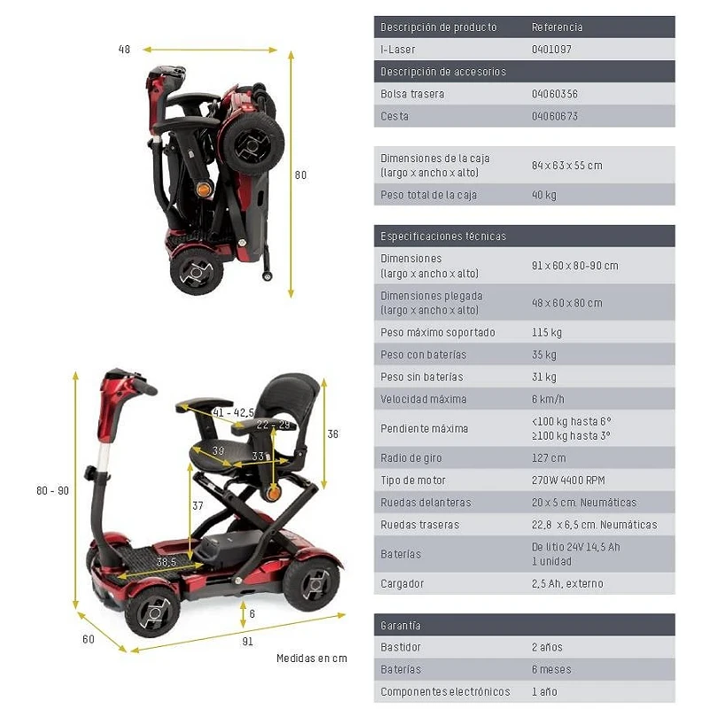 Scooter eléctrico I Laser plegable para discapacitados