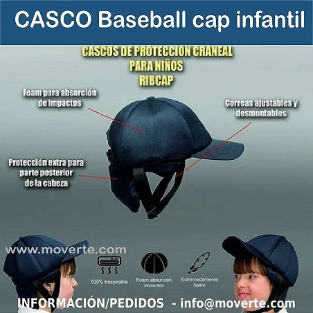 CASCO BASEBALL CAP INFANTIL PROTECCIÓN CRANEAL Y NUCA