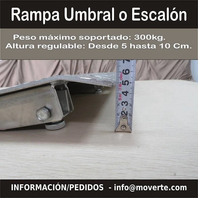 Rampa regulable en altura de 5 a 10 cm. Medida 87 x 41 Cm.