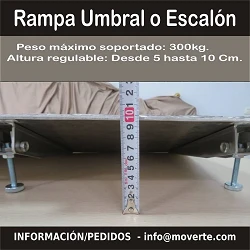 Rampa regulable en altura de 5 a 10 cm. Medida 87 x 41 Cm.