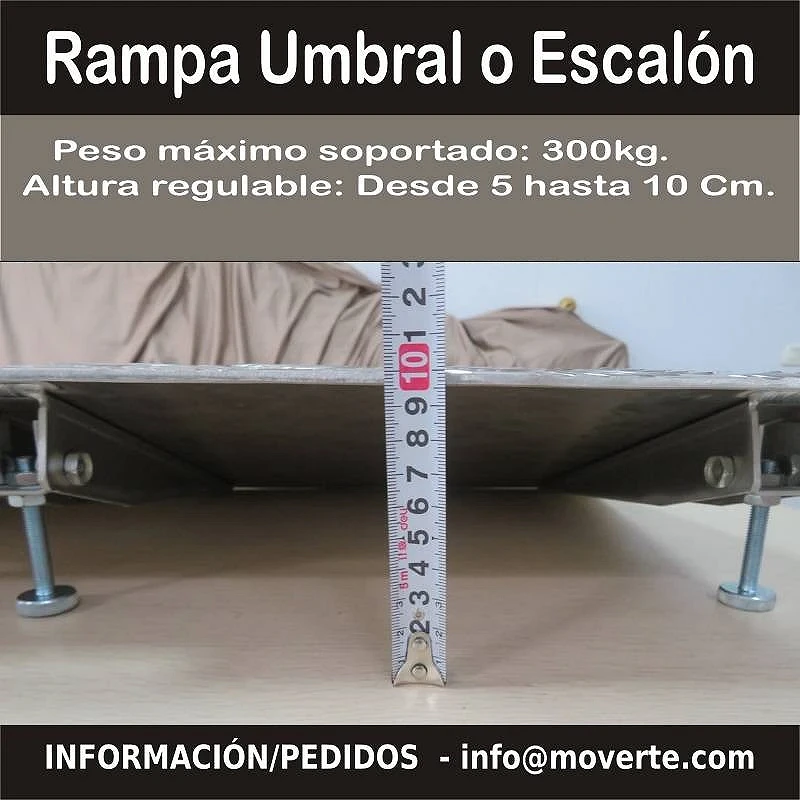 Rampa regulable en altura de 5 a 10 cm. Medida 87 x 41 Cm.