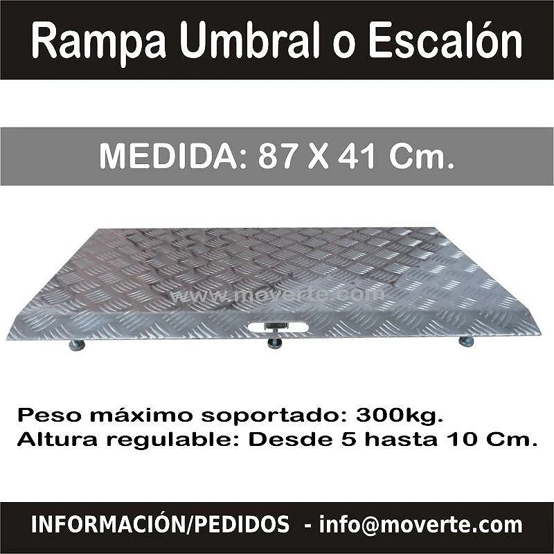 Rampa regulable en altura de 5 a 10 cm. Medida 87 x 41 Cm.