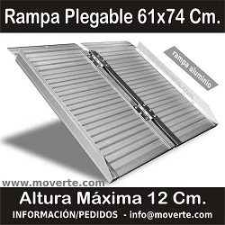 Rampa de Aluminio Plegable 61X74 Cm. Altura recomendada 12 Cm.