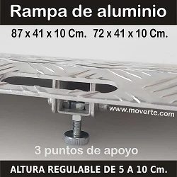 Rampa regulable en altura de 5 a 10 cm. Medida 87 x 41 Cm.