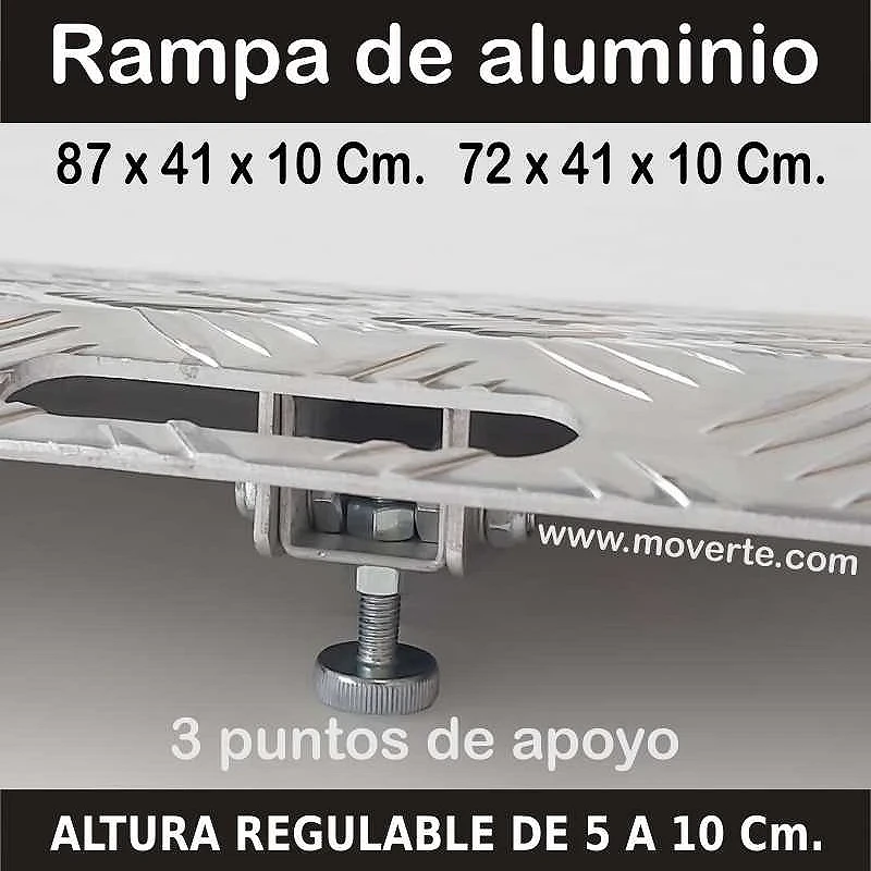Rampa regulable en altura de 5 a 10 cm. Medida 87 x 41 Cm.