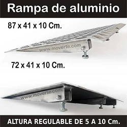 Rampa regulable en altura de 5 a 10 cm. Medida 87 x 41 Cm.