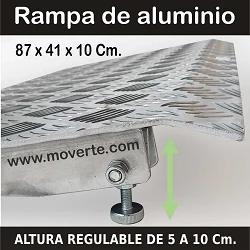 Rampa regulable en altura de 5 a 10 cm. Medida 87 x 41 Cm.