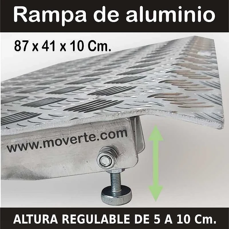Rampa regulable en altura de 5 a 10 cm. Medida 87 x 41 Cm.