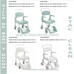 Silla de ruedas para baño ducha y wc etac clean AD828 super estrecha