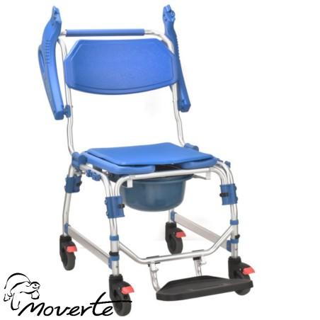 Nueva silla de ducha y WC con ruedas inoxidable ADAS reposabrazos abatibles ortopedia moverte