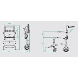 Medidas silla emergencias tipo oruga eléctrica sube escaleras PS-190