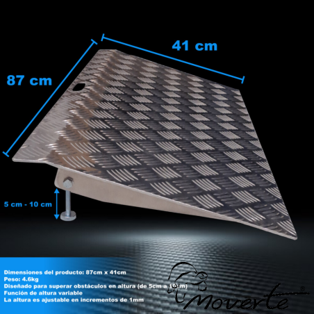 Rampa aluminio para umbral regulable altura de 5 a 10 cm 87x41 moverte.com