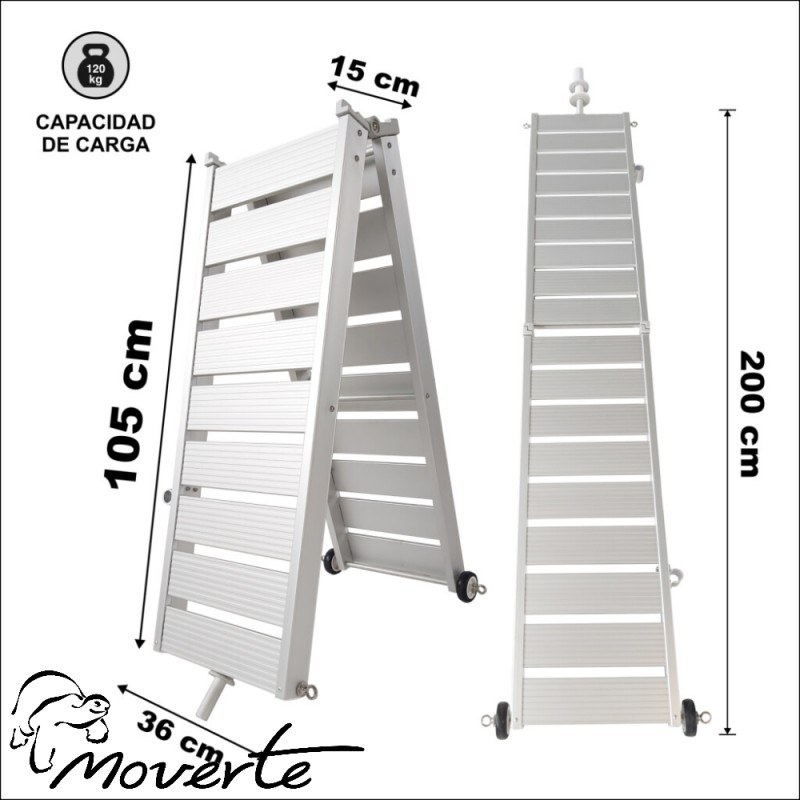 medidas Rampa pasarela plegable para barco 2 Metros