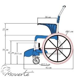 Medidas Silla de ruedas de baño con inodoro Moem ortopedia moverte