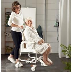 SILLA DE DUCHA Y WC CLEAN 55cm  4R FRENOS BLANCA y REGULABLE EN ALTURA