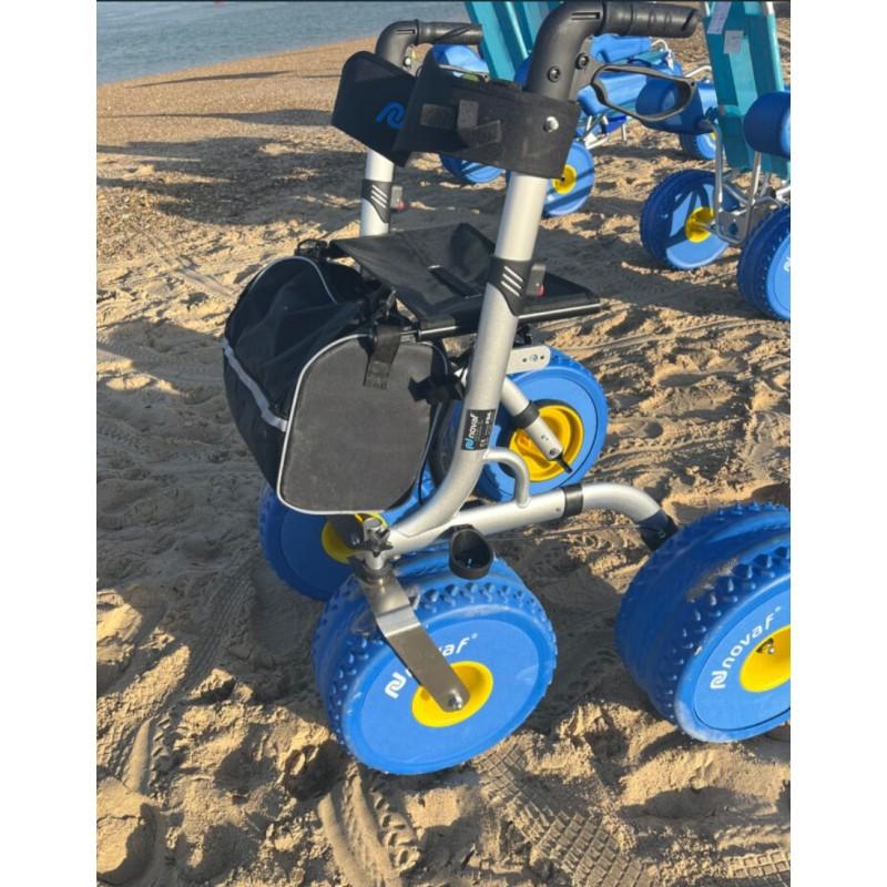 Nuevo rollator de playa XL plegable y con asiento moverte.com 