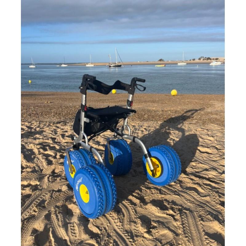 Nuevo rollator de playa XL plegable y con asiento moverte.com 