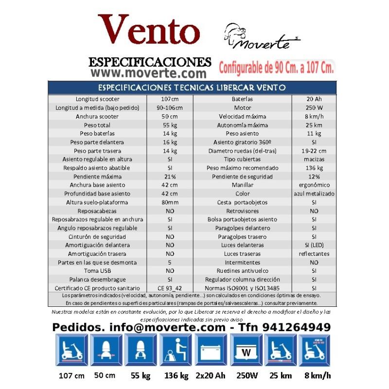 Características Scooter Vento Medida configurable
