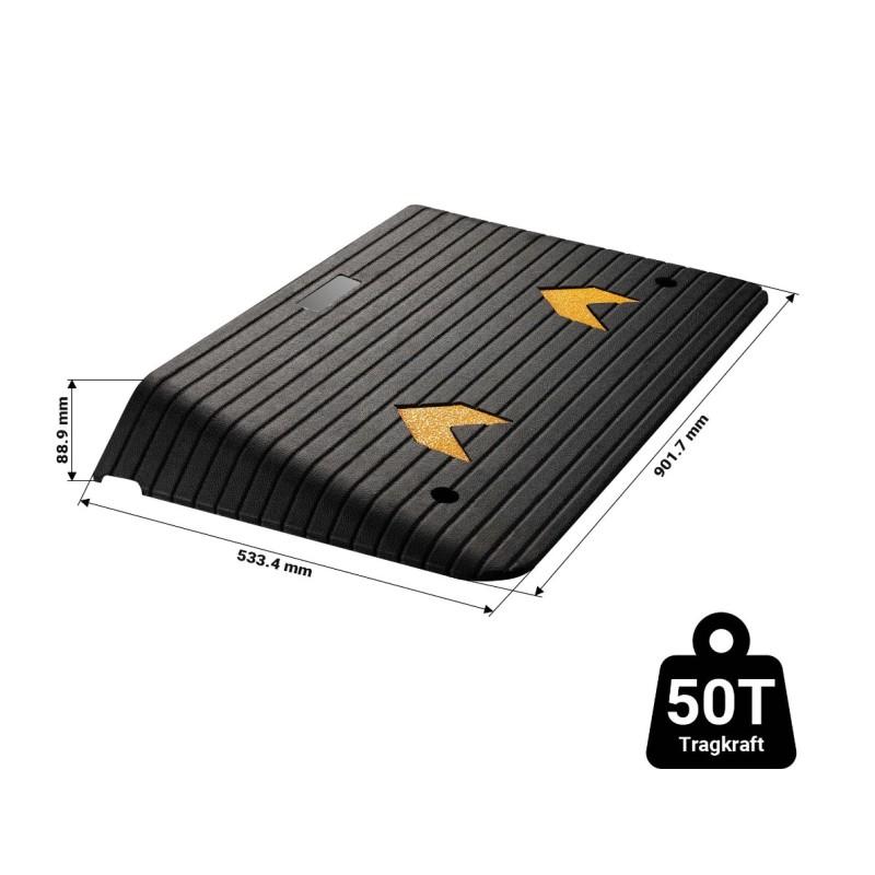 Rampa de caucho para bordillos 90cm x 53,3 cm x 8,9 cm moverte.com