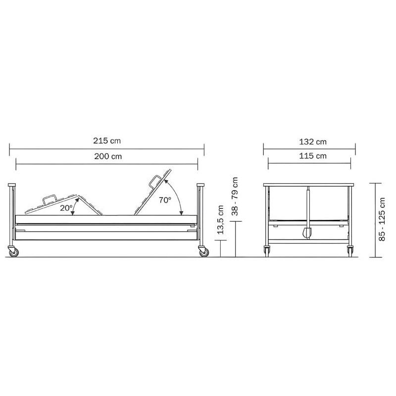 Medidas Cama electrónica XL NORMA 120 cm ortopedia moverte