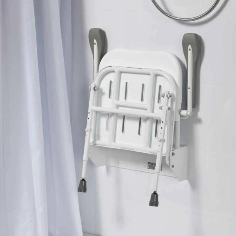 Asiento abatible de ducha con respaldo y reposabrazos moverte.com 