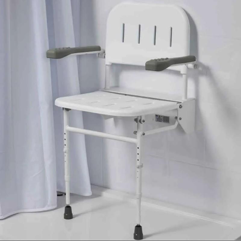 Asiento abatible de ducha con respaldo y reposabrazos moverte.com 
