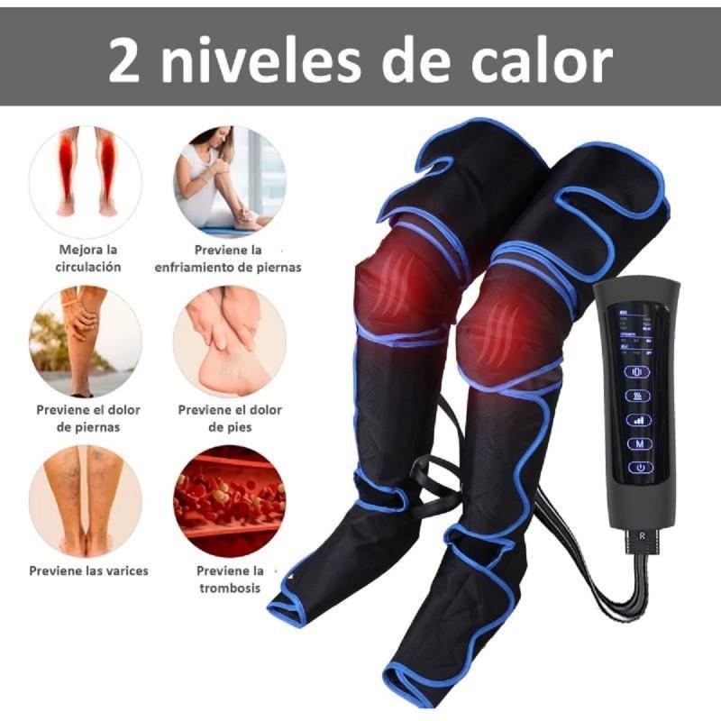 Presoterapia para piernas con dos niveles de calor para aliviar varices, dolor y piernas cansadas.