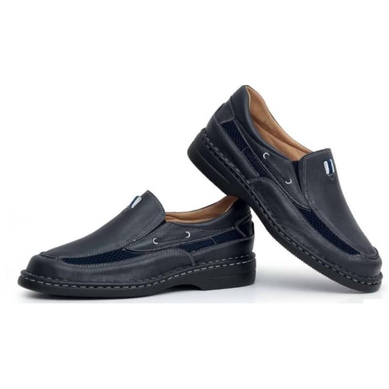Zapatos mocasín cómodos de piel color azul marino náutico 2133 moverte.com 