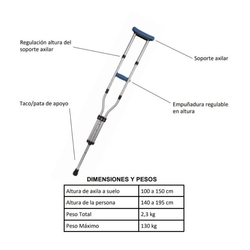 Muleta axilar plegable ( par ) moverte.com 
