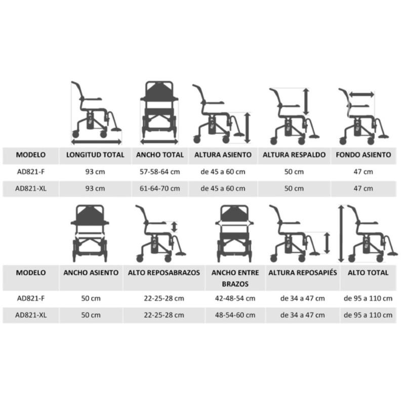 Silla con ruedas para ducha y wc MOBIL 2 moverte.com 