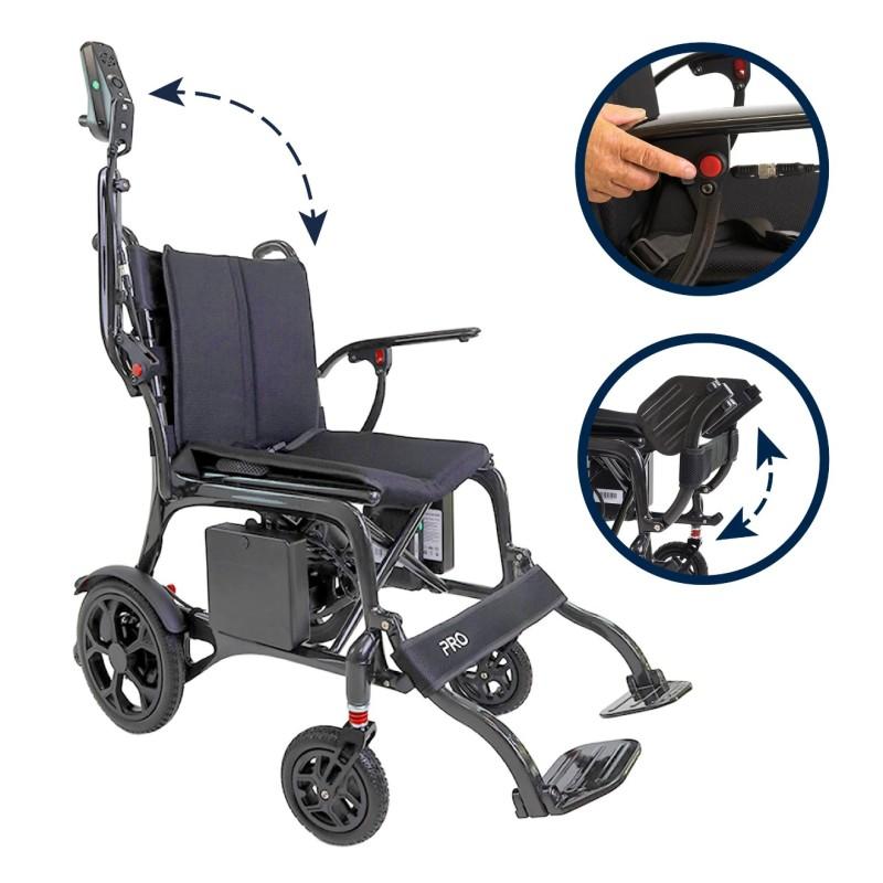 Silla ruedas eléctrica fibra carbono y plegable Kmina moverte.com 