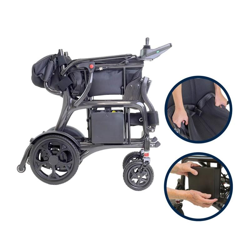 Silla ruedas eléctrica fibra carbono y plegable Kmina moverte.com 