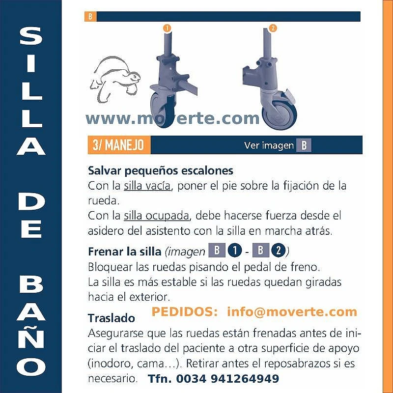 Manejo Silla de ducha y wc Moem ortopedia moverte