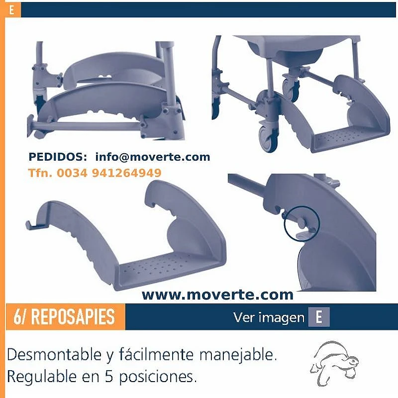 Reposapiés Silla de ducha y wc Moem ortopedia moverte
