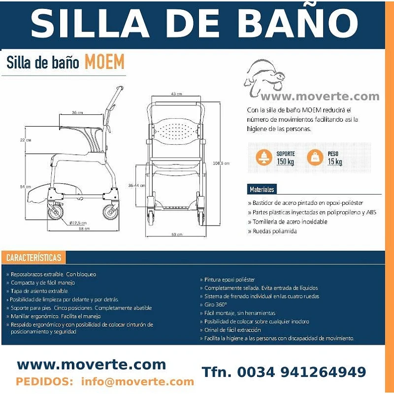 Silla de ruedas de baño con inodoro Moem 13 - moverte 
