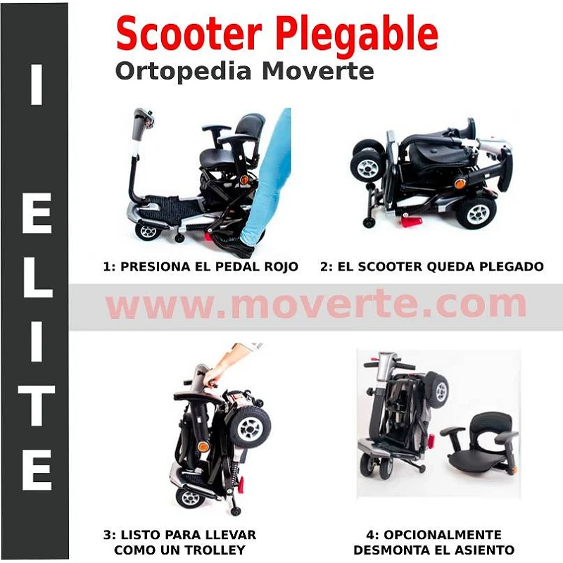 I Elite Scooter Eléctrico plegable para discapacitados y personas mayores